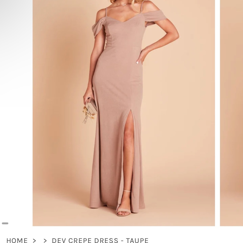 Birdy Grey dev bridesmaid dress crepe taupe color